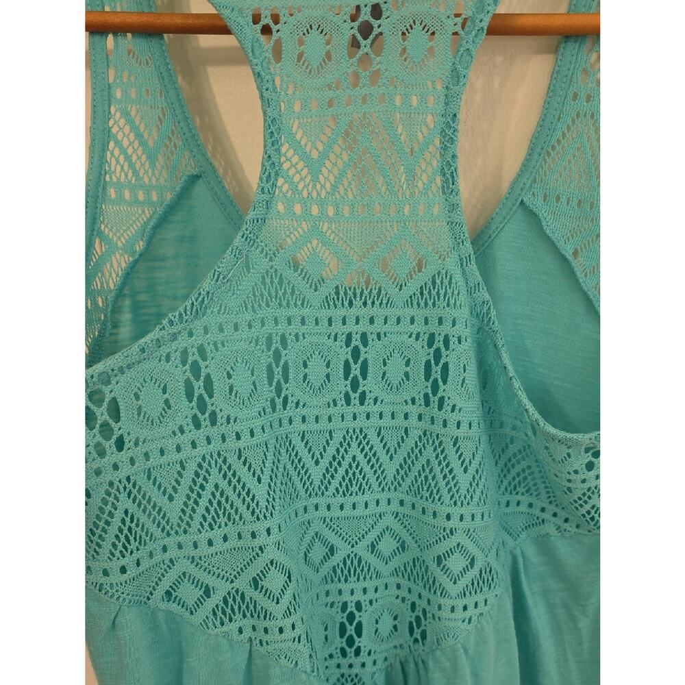 Vanity Mint Green Crochet Lace Racerback Lettuced Edge Tank Womens M Y2K Vibes - Picture 7 of 13